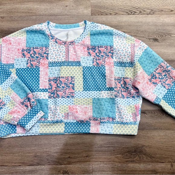 Simply Southern Floral Patchwork Top - Pink, Blue, Yellow - Picture 2 of 5